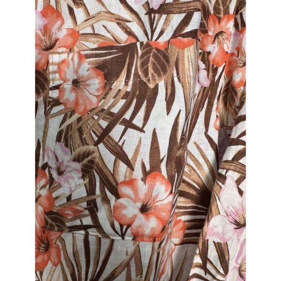 Lands End Womens Plus Size 2X White Tropic Palm Linen A Line Tunic Top Blouse - Picture 4 of 11